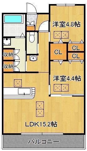 レブリアント折尾(2LDK/3階)の間取り写真