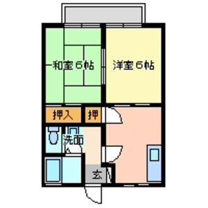 ビーライン・イソベ(2DK/1階)の間取り写真