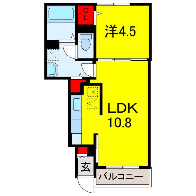 フルール・ド・コリーヌ(1LDK/1階)の間取り写真