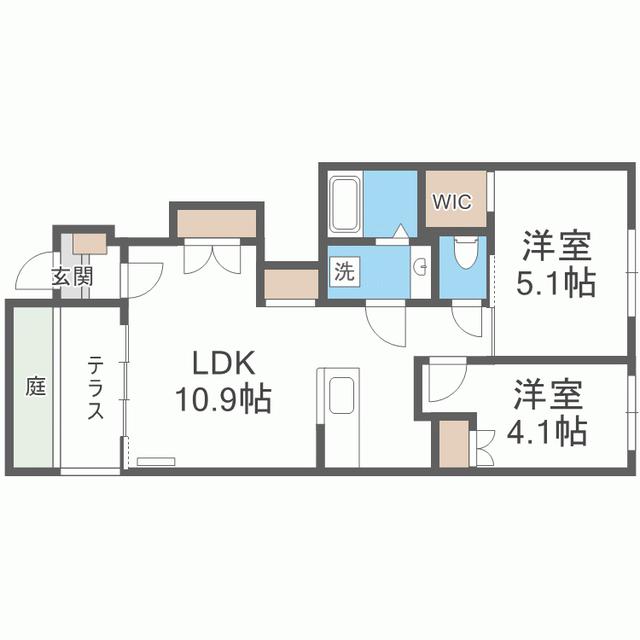 シエル ラフィネ(2LDK/1階)の間取り写真