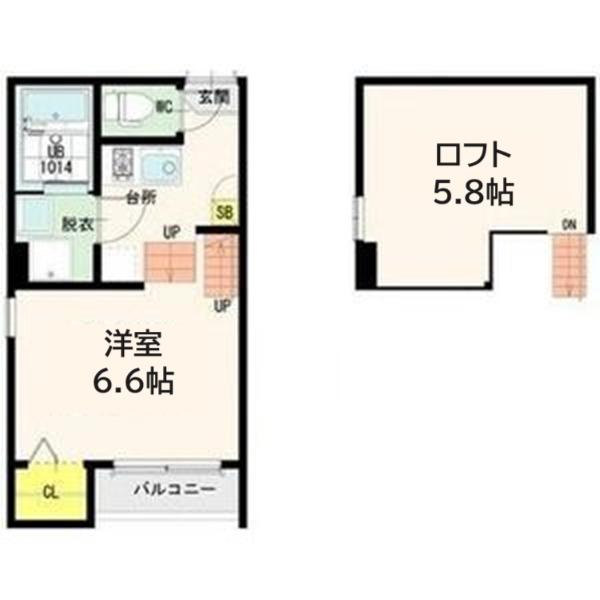 シャーロット(1K/1階)の間取り写真