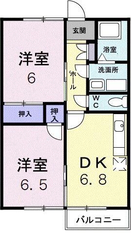 ヴェルドミール(2DK/2階)の間取り写真