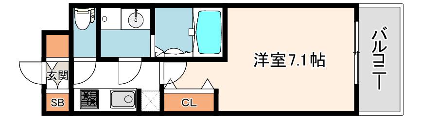 ファーストフィオーレ大阪城イースト(1K/2階)の間取り写真