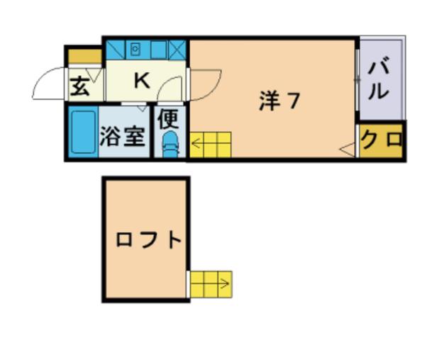 パームコート別府(1K/1階)の間取り写真