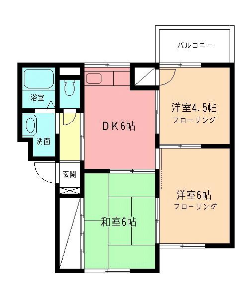 ハイムサエグサ D(3DK/3階)の間取り写真