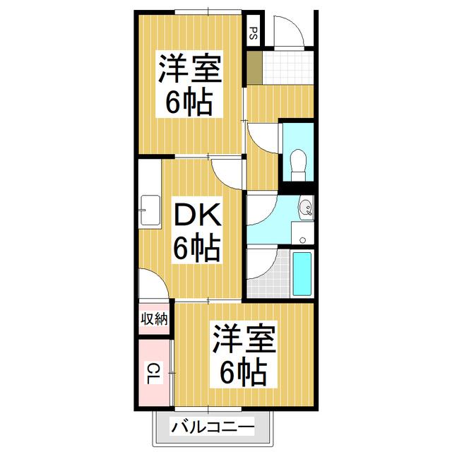 SURPLUS TWOピュアハイツ(2DK/1階)の間取り写真