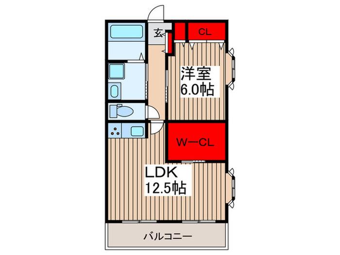 ピアチェヴォーレ浦和(1LDK/6階)の間取り写真