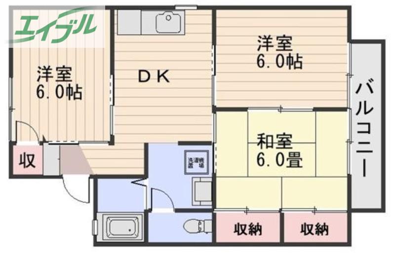 ゼフィール芳泉B棟(3DK/1階)の間取り写真