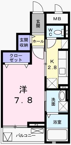 フィレール デュ トラジャVII(1K/3階)の間取り写真