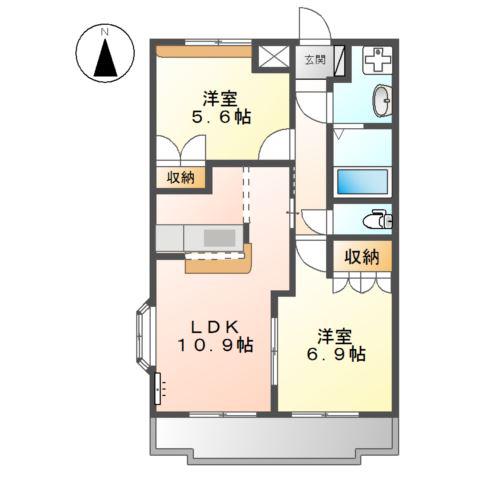 ストークコーポ大津茂(2LDK/2階)の間取り写真