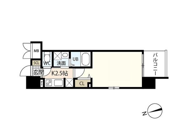 S-RESIDENCE宇品海岸(1K/10階)の間取り写真