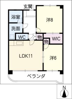 プラバ東前(2LDK/1階)の間取り写真