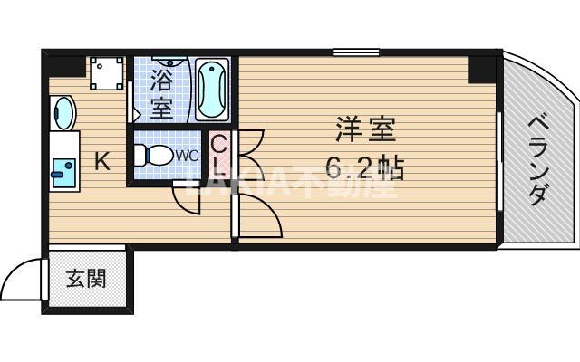 プレミアムAWAZA(1K/2階)の間取り写真