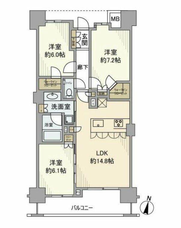 アトラス品川中延(3LDK/1階)の間取り写真
