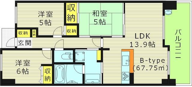 レジディア都島Ⅱ(3LDK/5階)の間取り写真