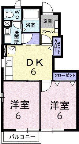 アルモニーA(2DK/1階)の間取り写真