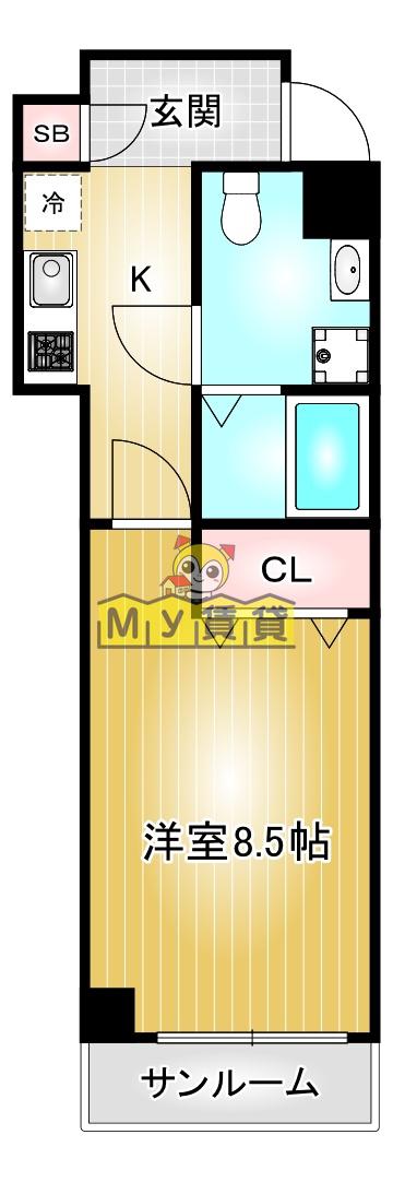 クラシタイヤー丸の内(1K/6階)の間取り写真