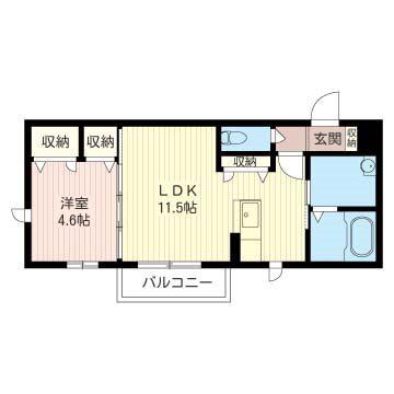 SERENADE(1LDK/1階)の間取り写真