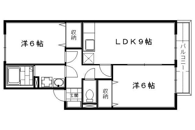 ウエストビレッジ桃山(2DK/2階)の間取り写真