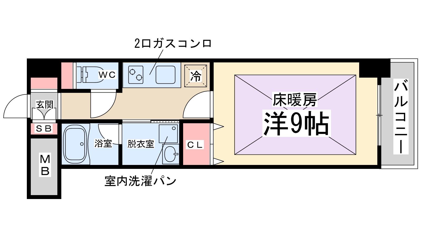 セレッソコート新大阪(1K/2階)の間取り写真
