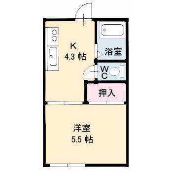 JR山陰本線 鳥取大学前駅 徒歩13分 2階建 築33年(1K/1階)の間取り写真