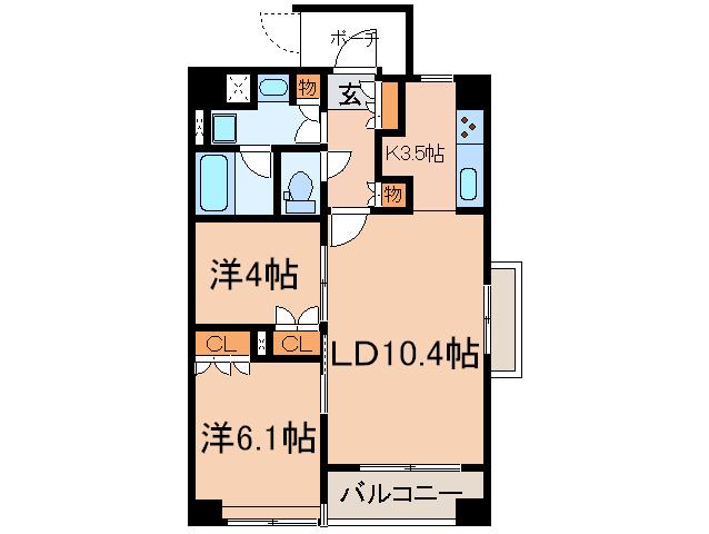 PARKAXIS三宿(2LDK/3階)の間取り写真