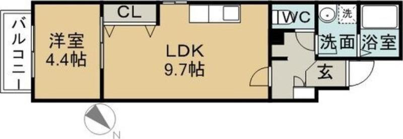 LECIEL中村日赤(1LDK/1階)の間取り写真