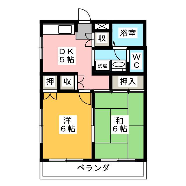 ロイヤル楓(2DK/1階)の間取り写真