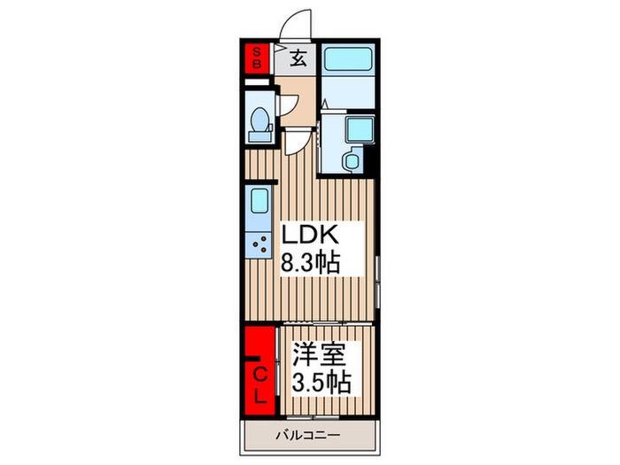 パームコテージ17番館(1LDK/2階)の間取り写真