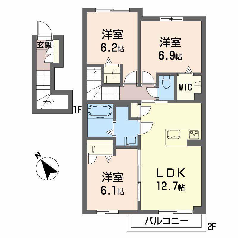 SERENA GARDEN E棟(3LDK/2階)の間取り写真