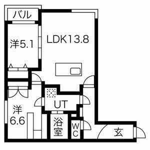 カレラ菊水(2LDK/4階)の間取り写真