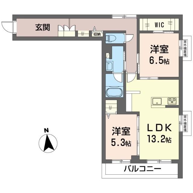シャーメゾン湘南茅ヶ崎香川(2LDK/2階)の間取り写真