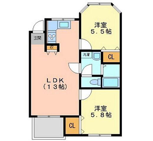 メープルテラス(2LDK/1階)の間取り写真