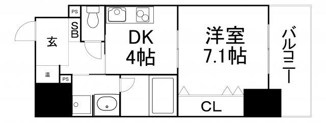 クローバー・ビュー上本町(1DK/2階)の間取り写真
