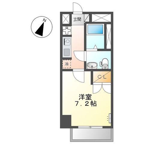 JR京浜東北線 川崎駅 徒歩10分 7階建 築20年(1K/6階)の間取り写真