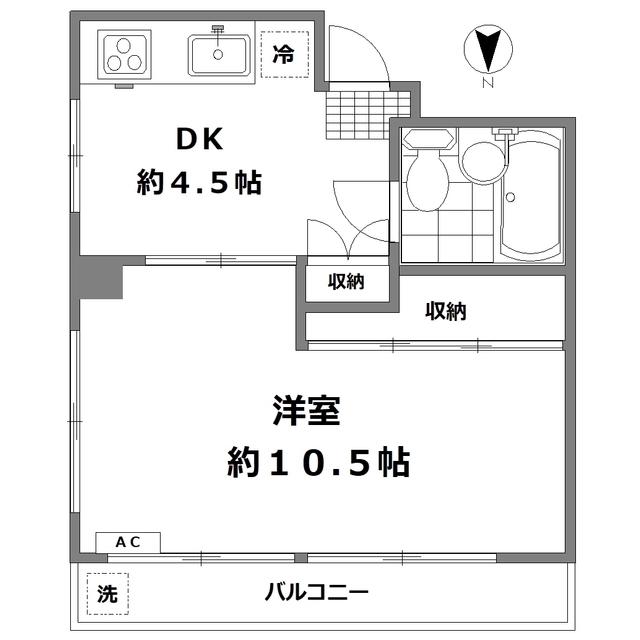メゾン英(1DK/3階)の間取り写真