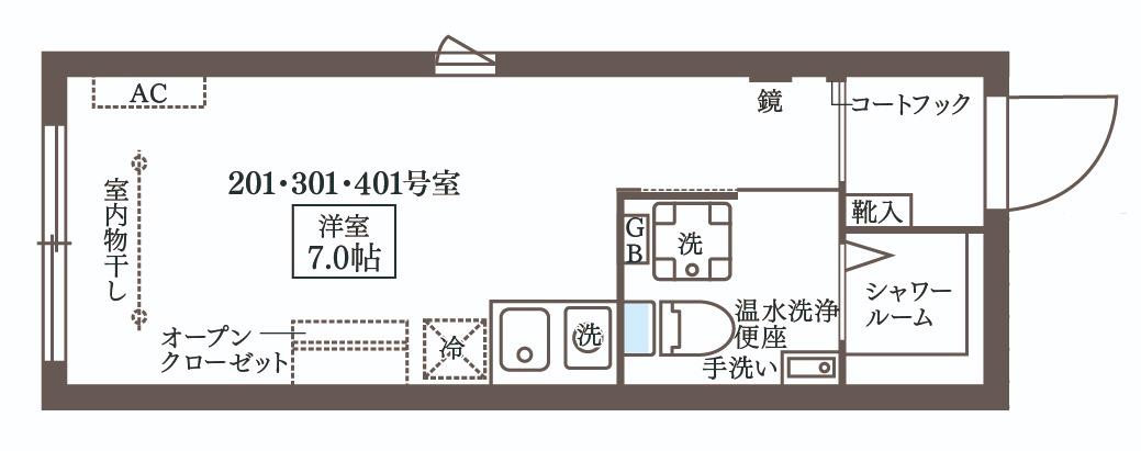 COCOCUBE大井町II(ワンルーム/3階)の間取り写真