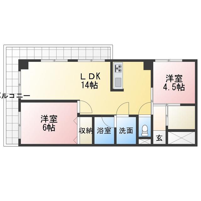アパートメントウィステリア(2LDK/6階)の間取り写真