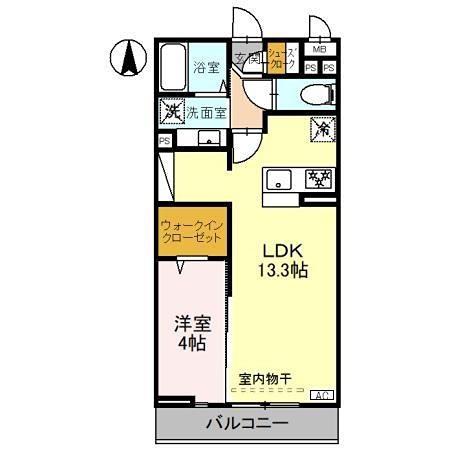 NOBLE VILLA草加西町A(1LDK/2階)の間取り写真