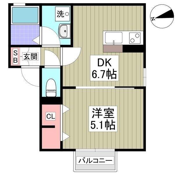 ココット(1K/1階)の間取り写真