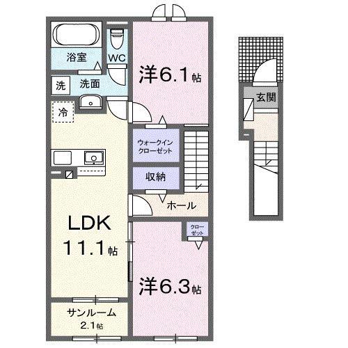 アヴァンティIII(2LDK/2階)の間取り写真