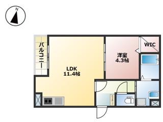 LEAF 荒江(1LDK/3階)の間取り写真