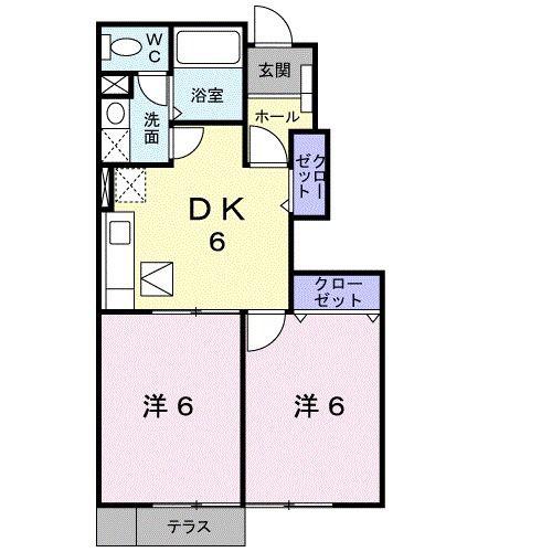シャルマンコーポV(2DK/1階)の間取り写真