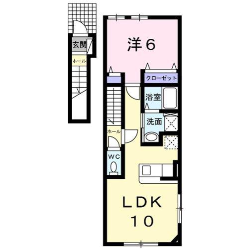 ジラソーレ栄町2(1LDK/2階)の間取り写真