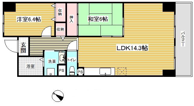 サンクラッソ神戸大開通(2LDK/10階)の間取り写真