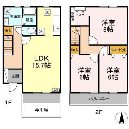 サニーサイドIII(3LDK/1階)の間取り写真