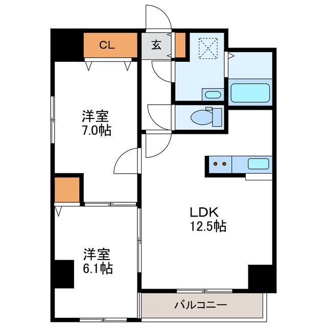 E COURT24 イーコート24(2LDK/5階)の間取り写真