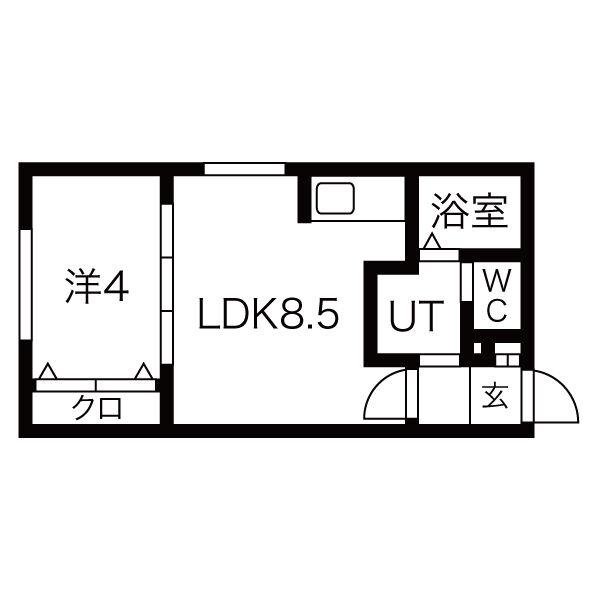 ラフィーネ宮の沢(1LDK/2階)の間取り写真