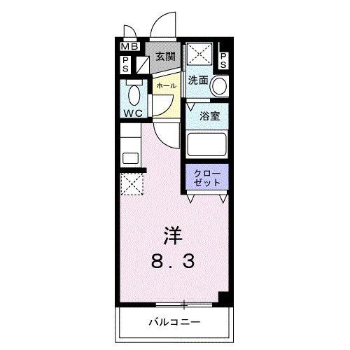ソレアード(ワンルーム/2階)の間取り写真