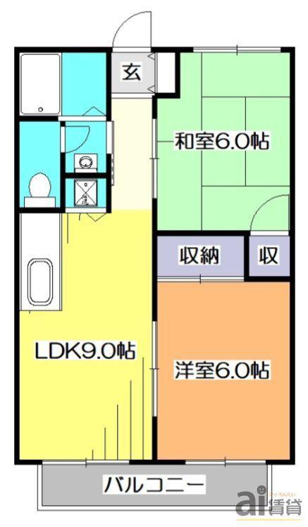 サニーウェル諏訪(2LDK/1階)の間取り写真